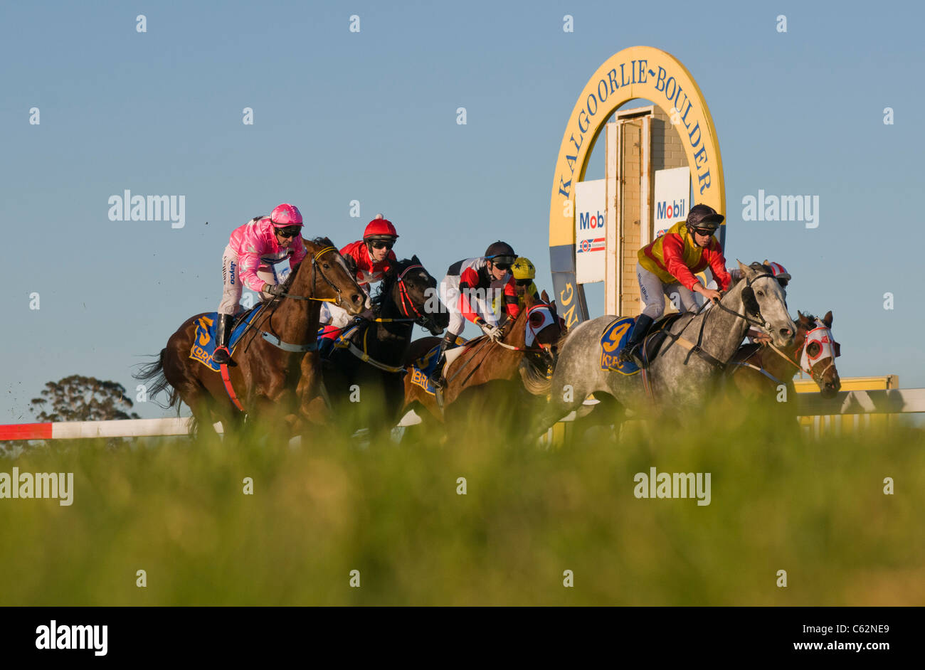 Horse racing in Kalgoorlie Western Australia at the Kalgoorlie-Boulder Racing Club Stock Photo