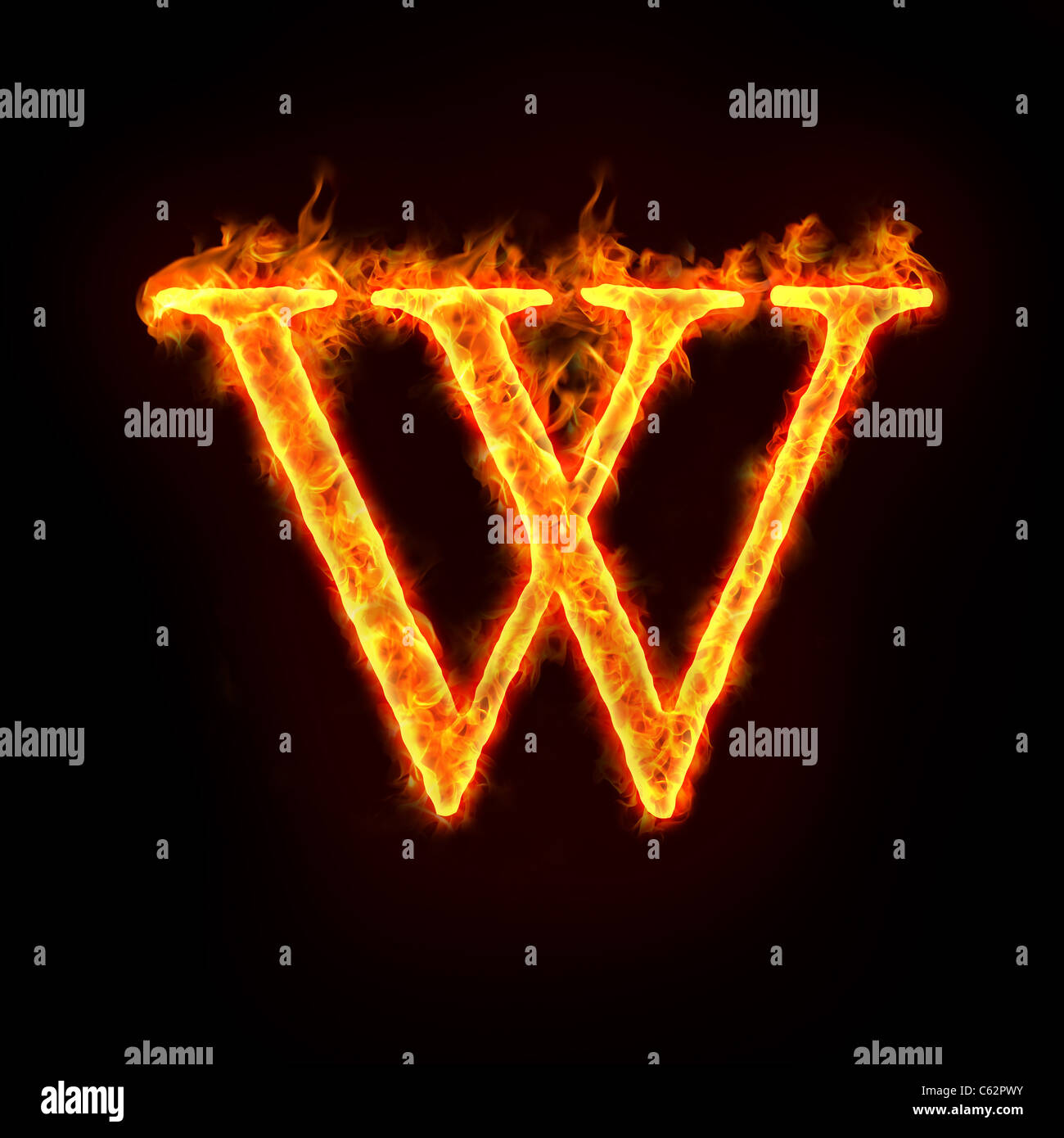 fire alphabets in flame, letter W Stock Photo - Alamy