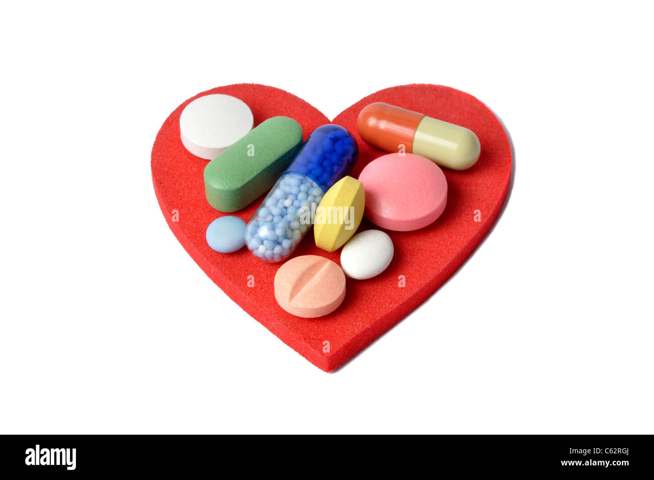 Heart and Pills Stock Photo