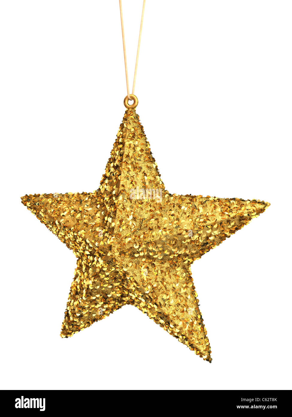 Gold Christmas star isolated over a white background Stock Photo - Alamy