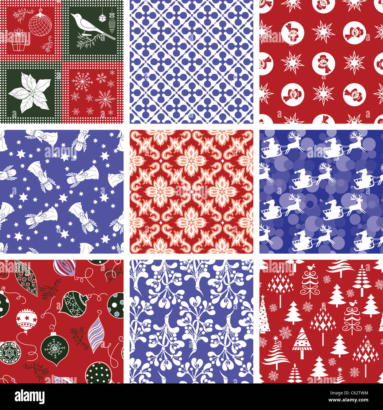 Set of Christmas Repeating Patterns Stock Photo Alamy