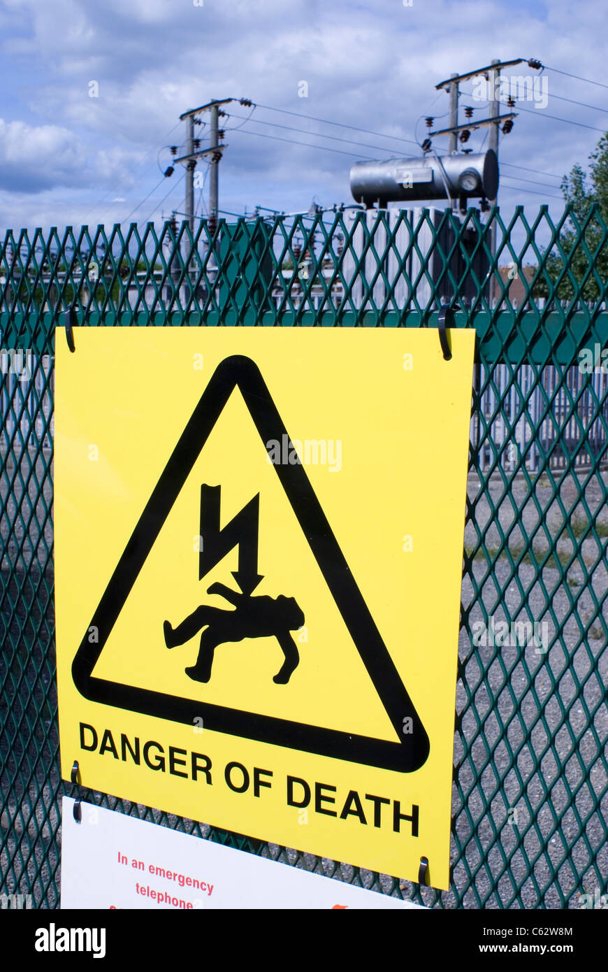 Danger of Death sign at electricity substation Stock Photo