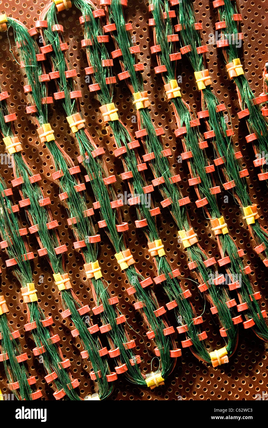 Core rope memory as used in the guidance computer for the Apollo Saturn V rocket Stock Photo