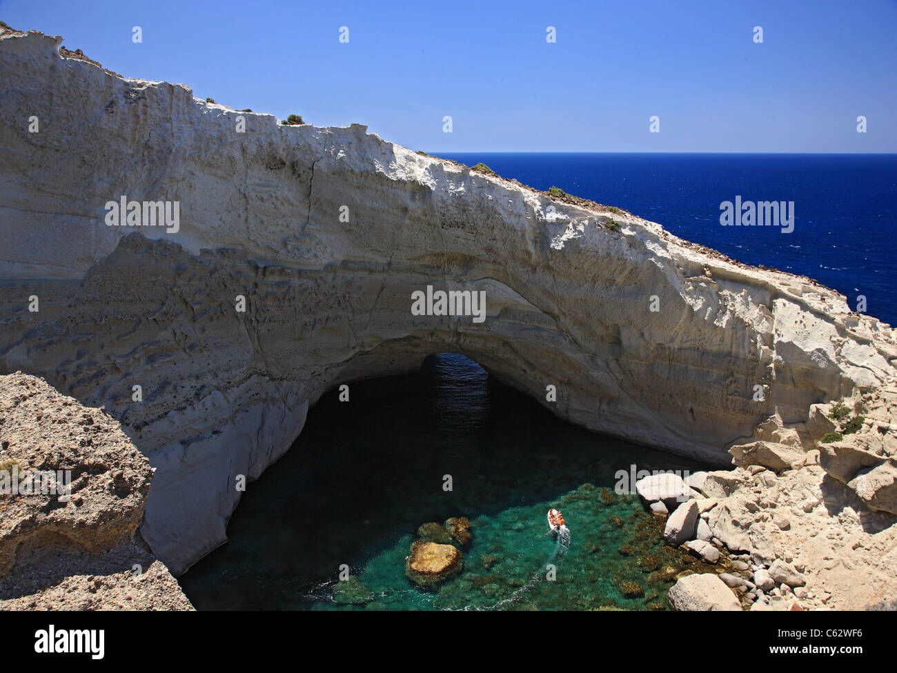 The sea cave of Sykia in Milos island, Cyclades, Greece Stock Photo - Alamy