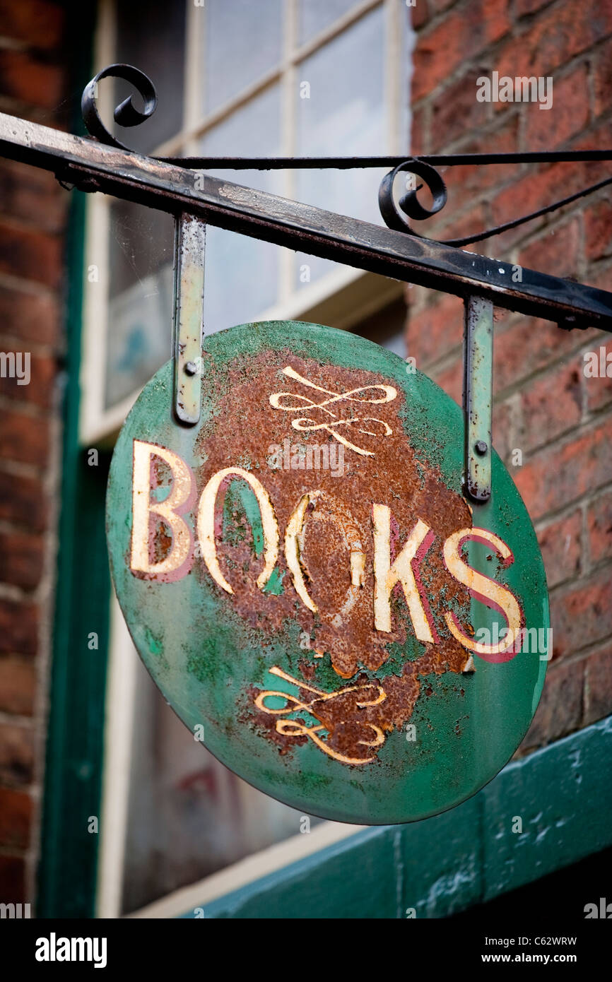 The Rutland Bookshop sign in Uppingham, Rutland, UK Stock Photo