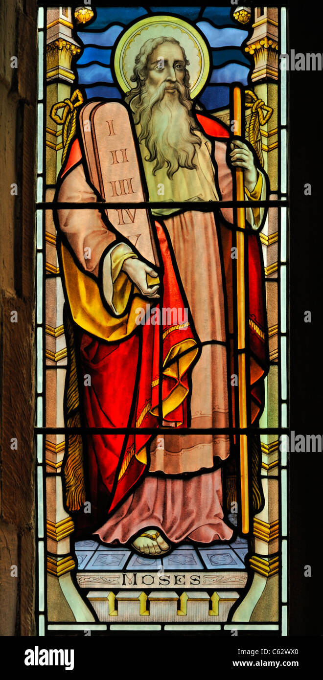 Ten commandments stained glass window hi-res stock photography and ...