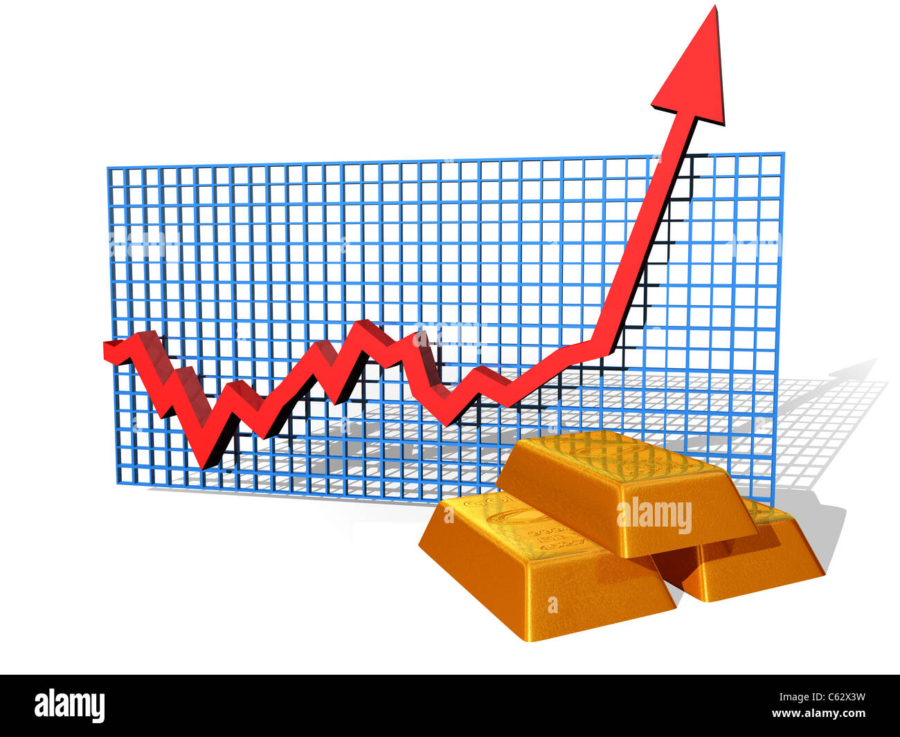 Illustration of a gold chart on the up Stock Photo - Alamy