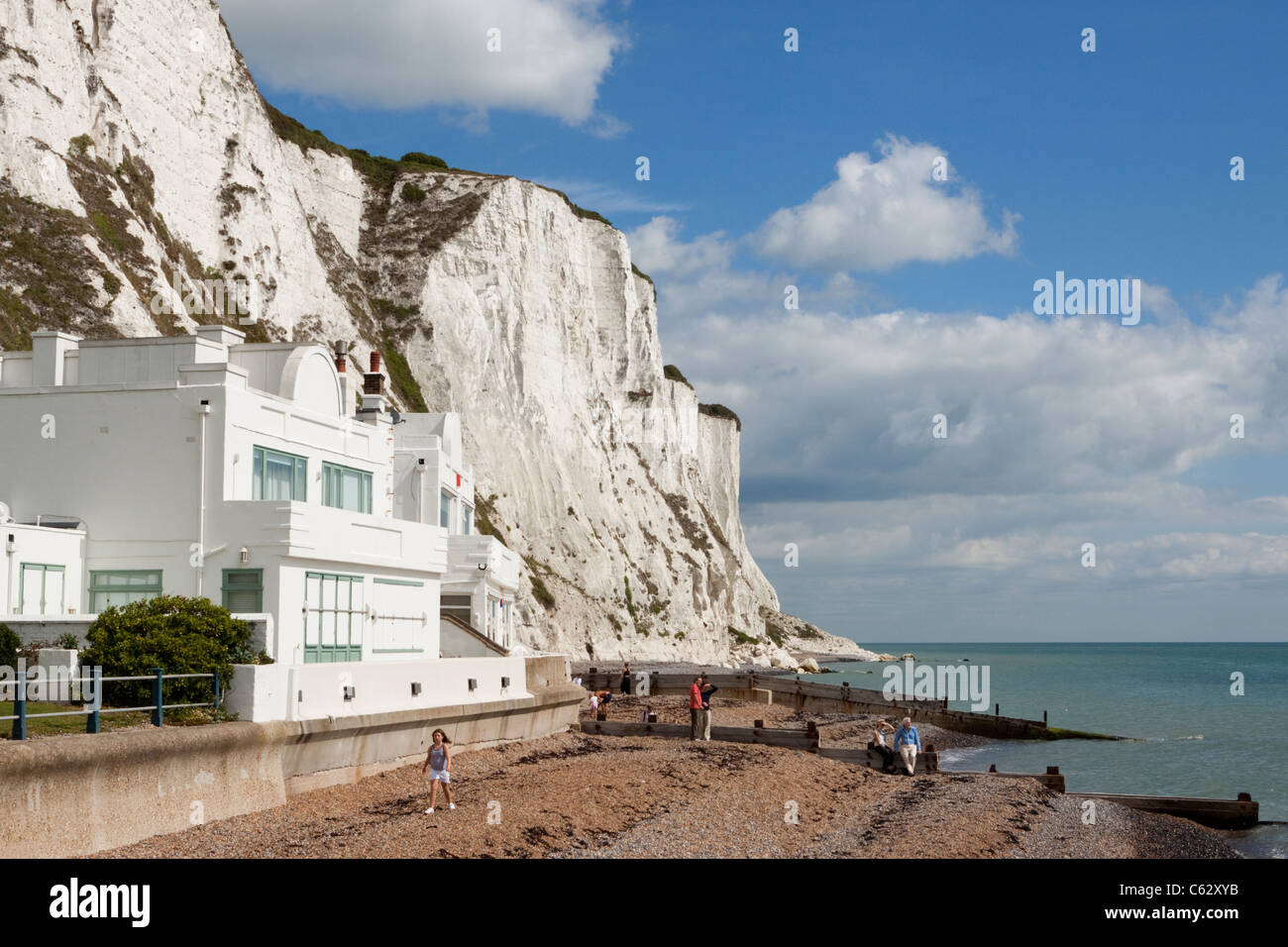 White cliffs, St Margarets Bay beach, Kent, England, UK Stock Photo