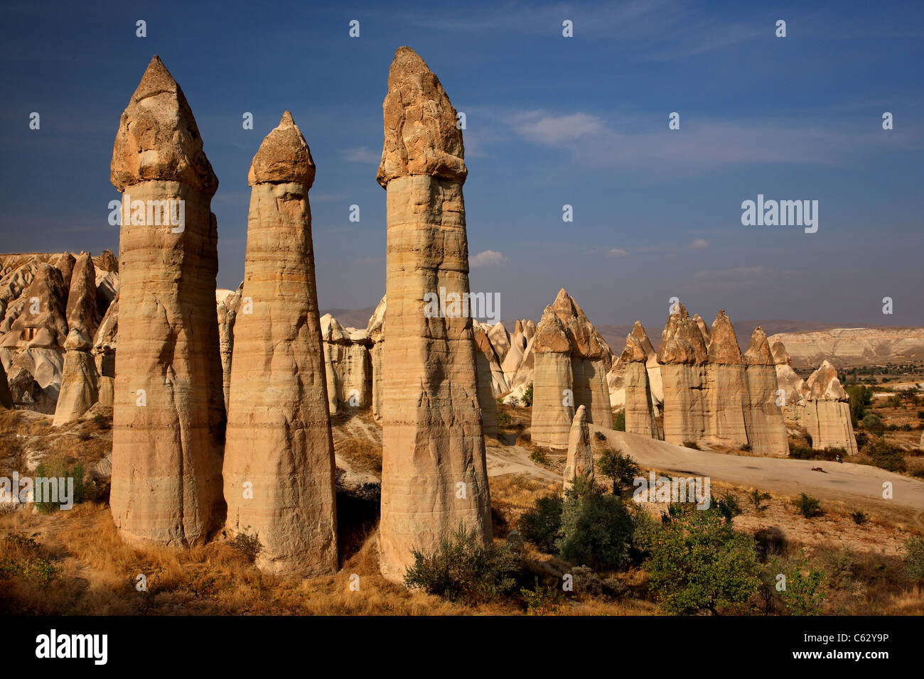 The 'Love Valley' in Cappadocia, famous for its rock formations in phallic shape, Anatolia, Turkey. Stock Photo