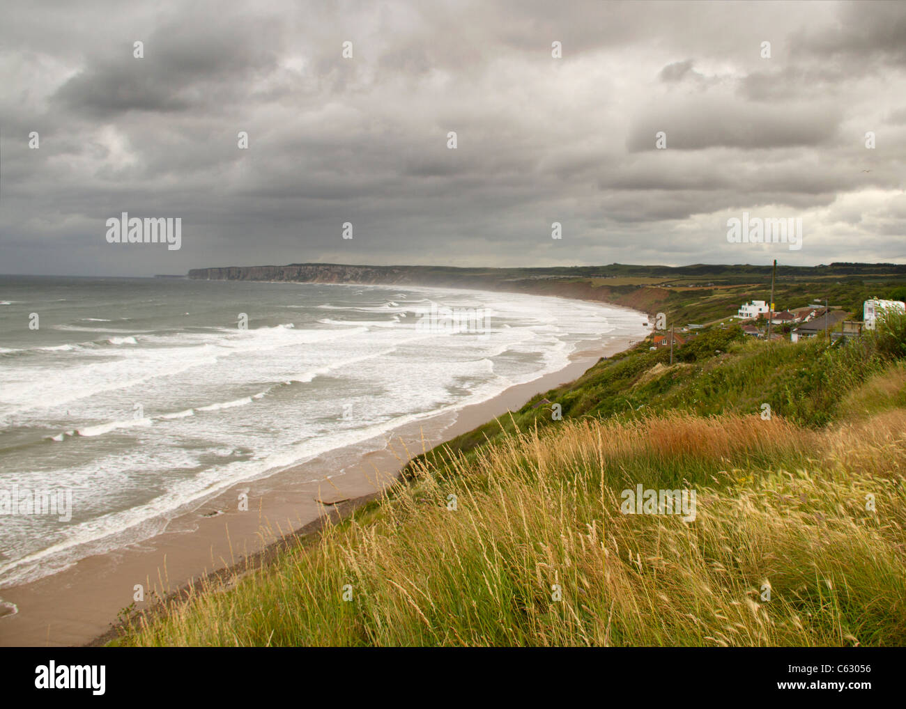 Filey on the Yorkshire coast stormy day Stock Photo