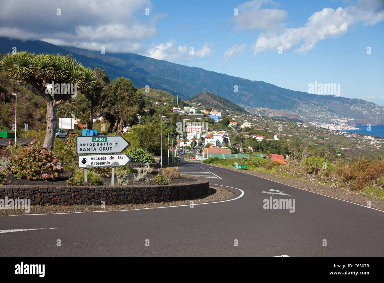 Road to a typical small village, Mazo, La Palma, Canary islands, Spain, Europe Stock Photo