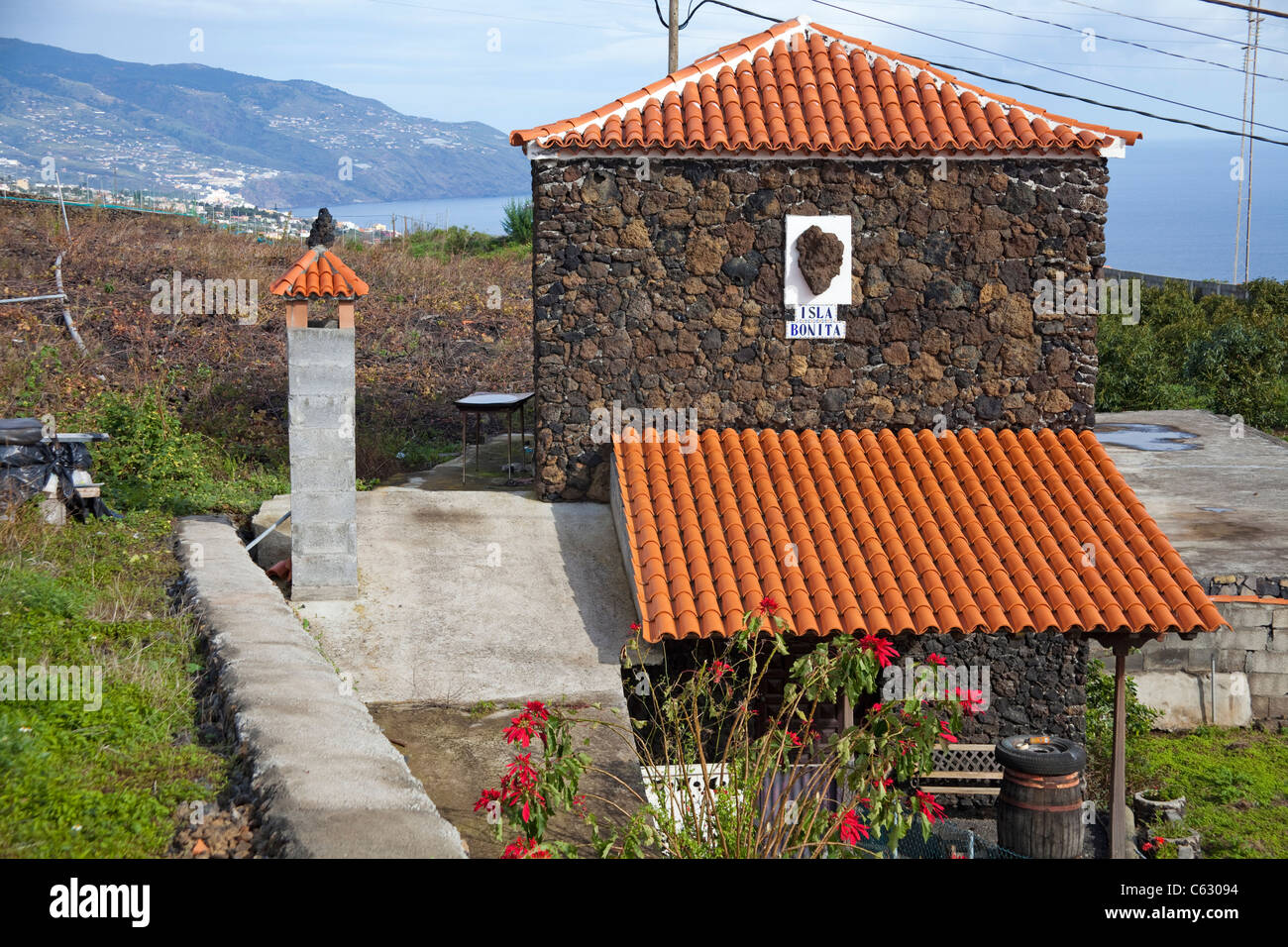 Typical canarian small house at the village Mazo, La Palma, Spain, Canary islands, Spain, Europe Stock Photo