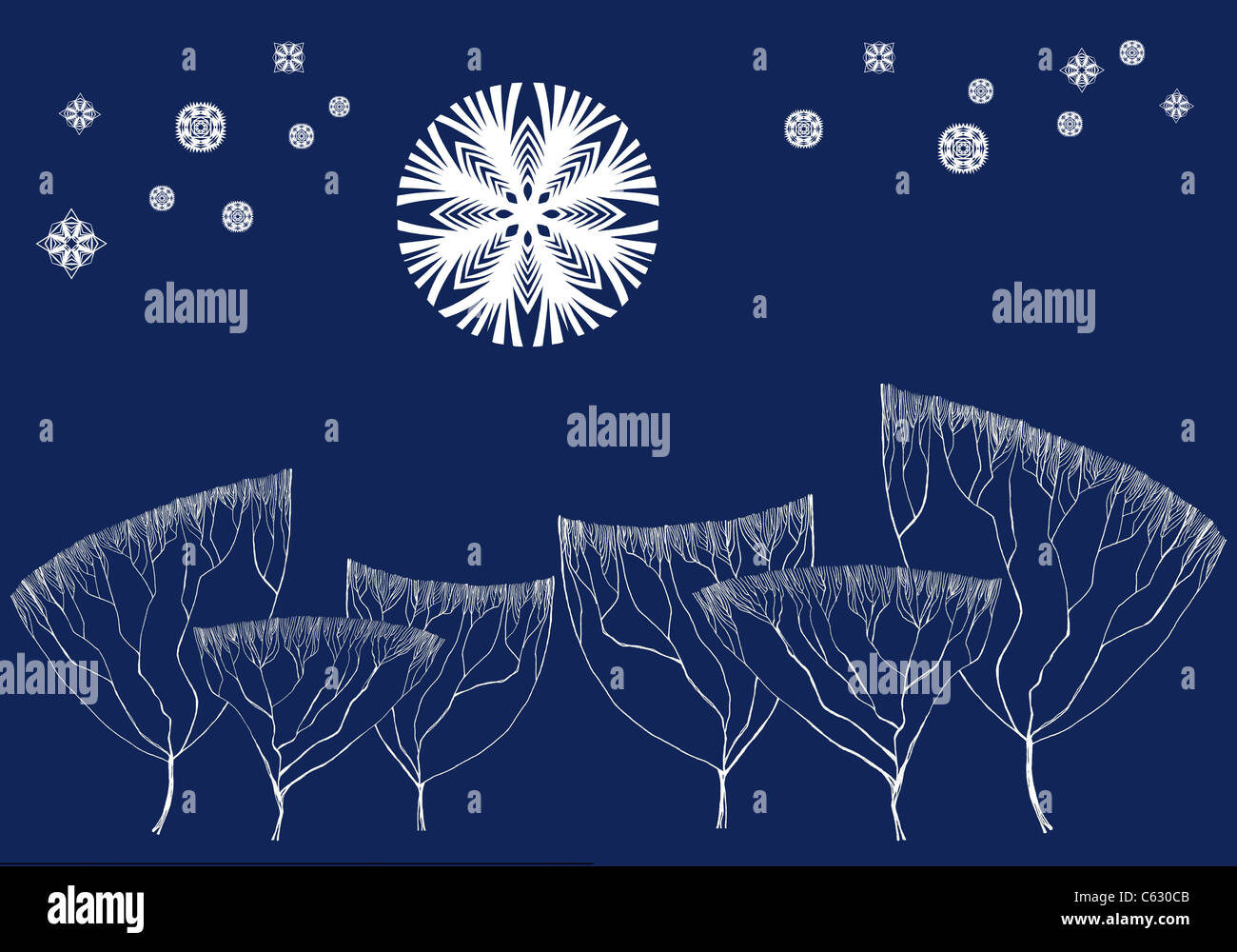 Winter background with trees Stock Photo - Alamy