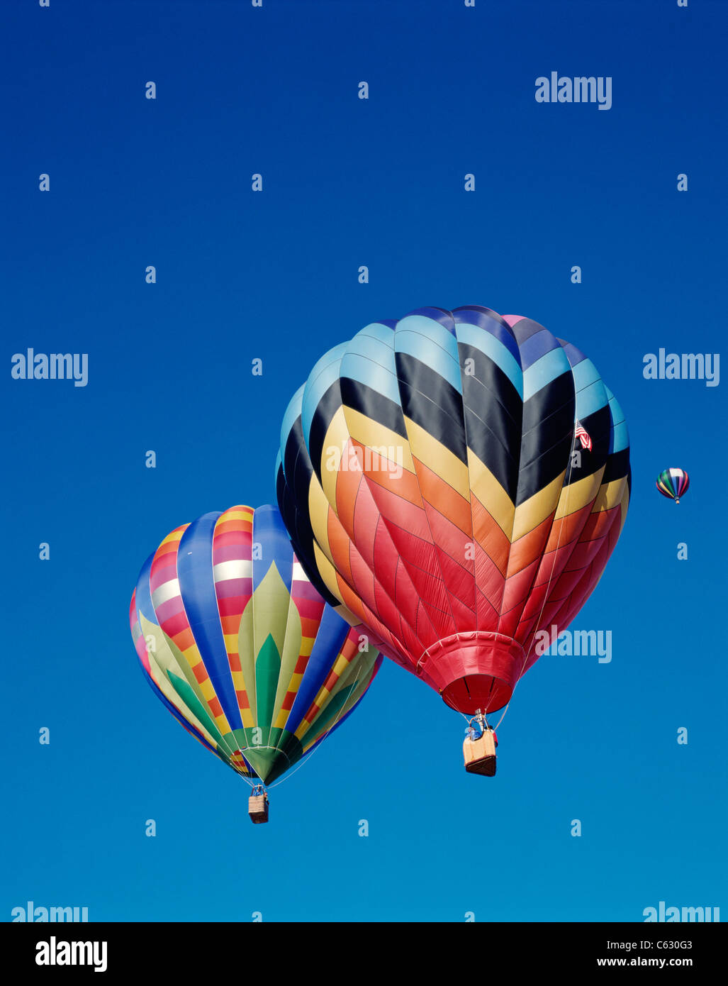 Colourful Hot Air Balloons in Sky, Albuquerque, New Mexico, America Stock Photo