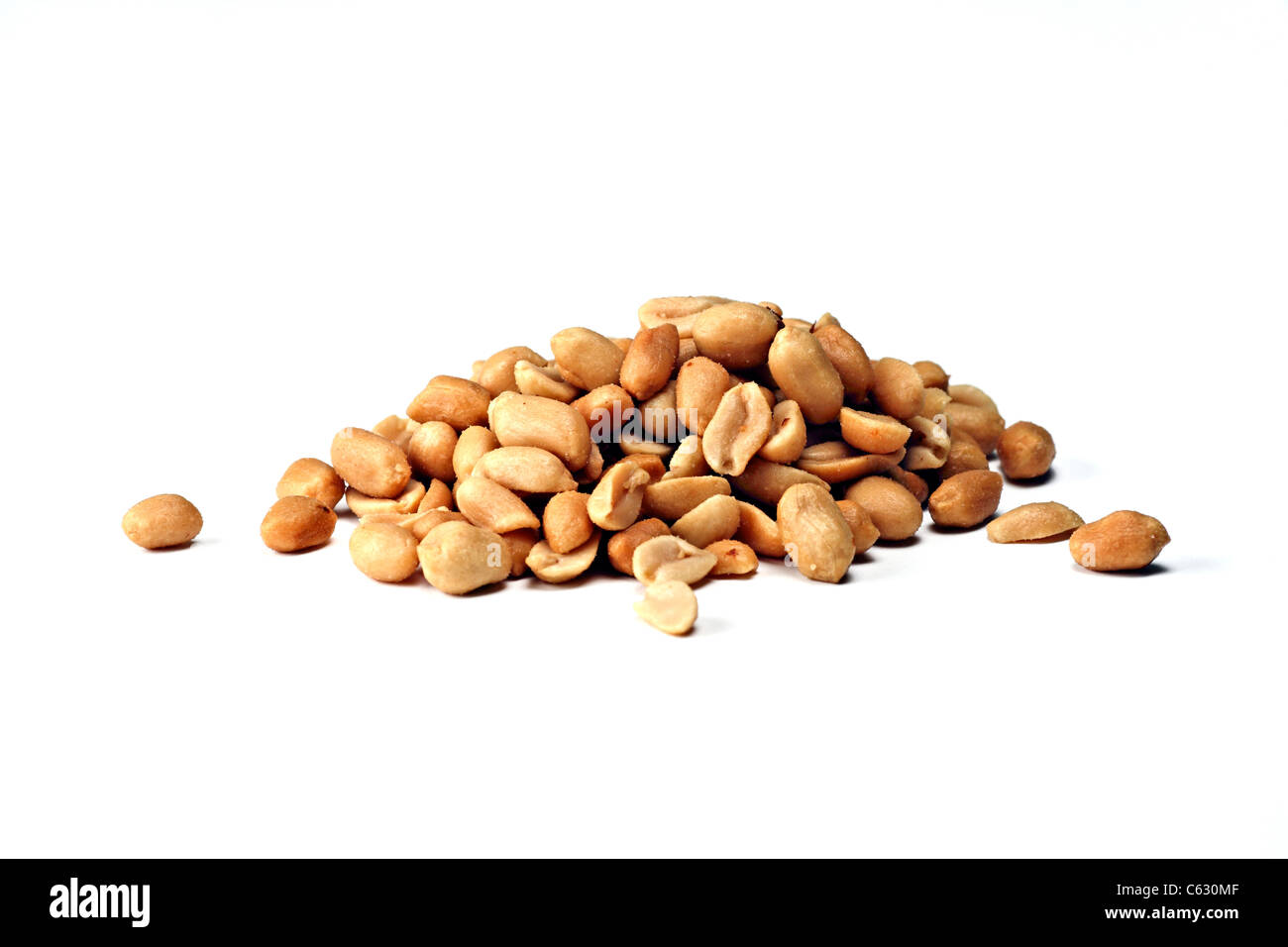Salted peanuts on white background Stock Photo