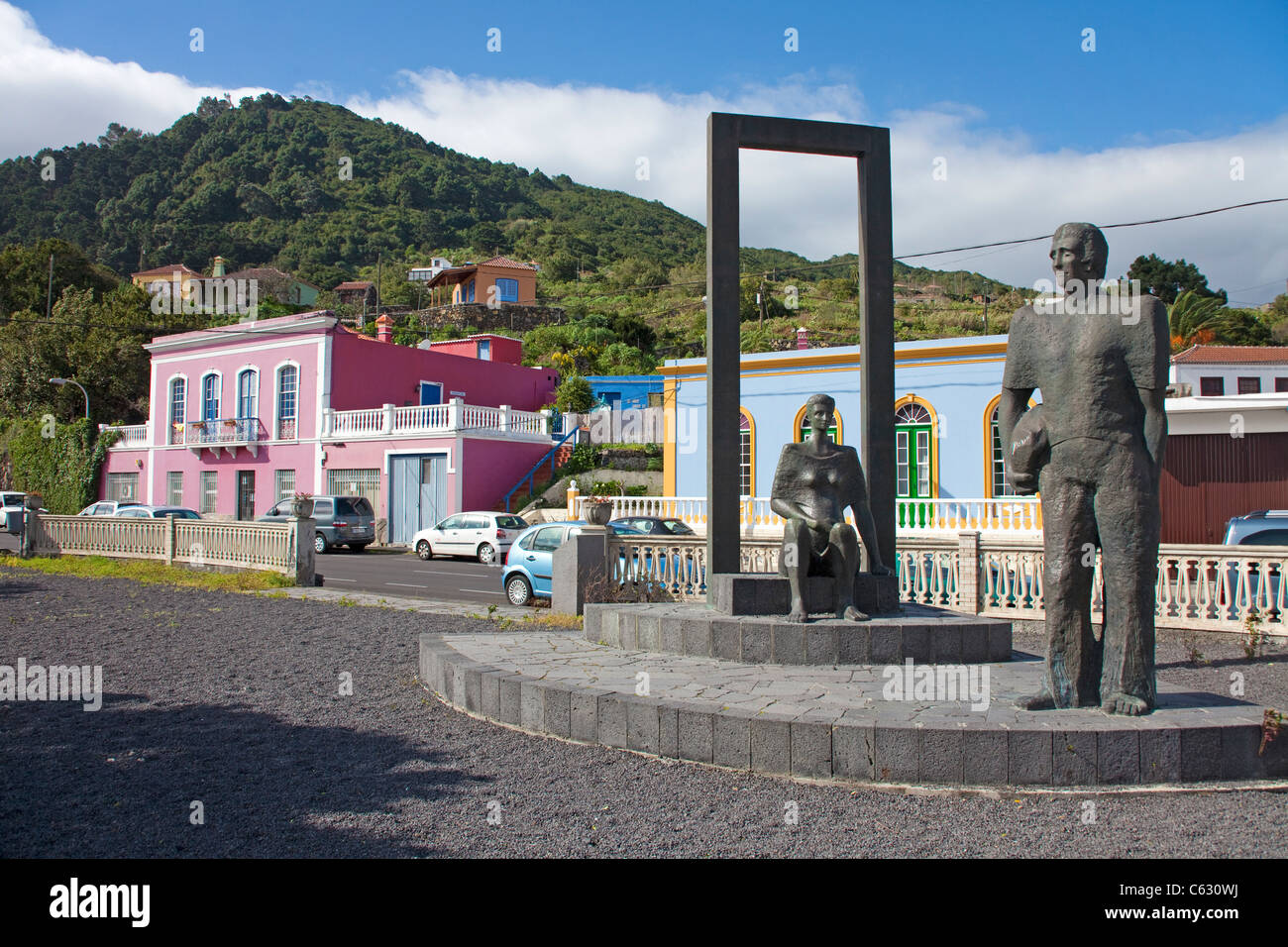 Statues at the village place of Mazo, La Palma, Canary islands, Spain, Europe Stock Photo