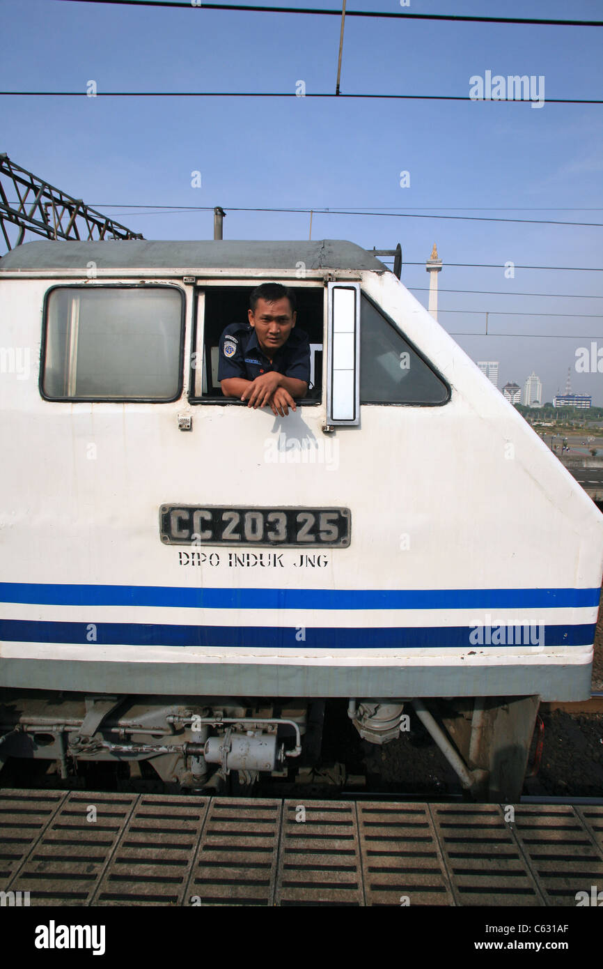 Train driver at Gambir station. Jakarta, Java, Indonesia, Southeast ...