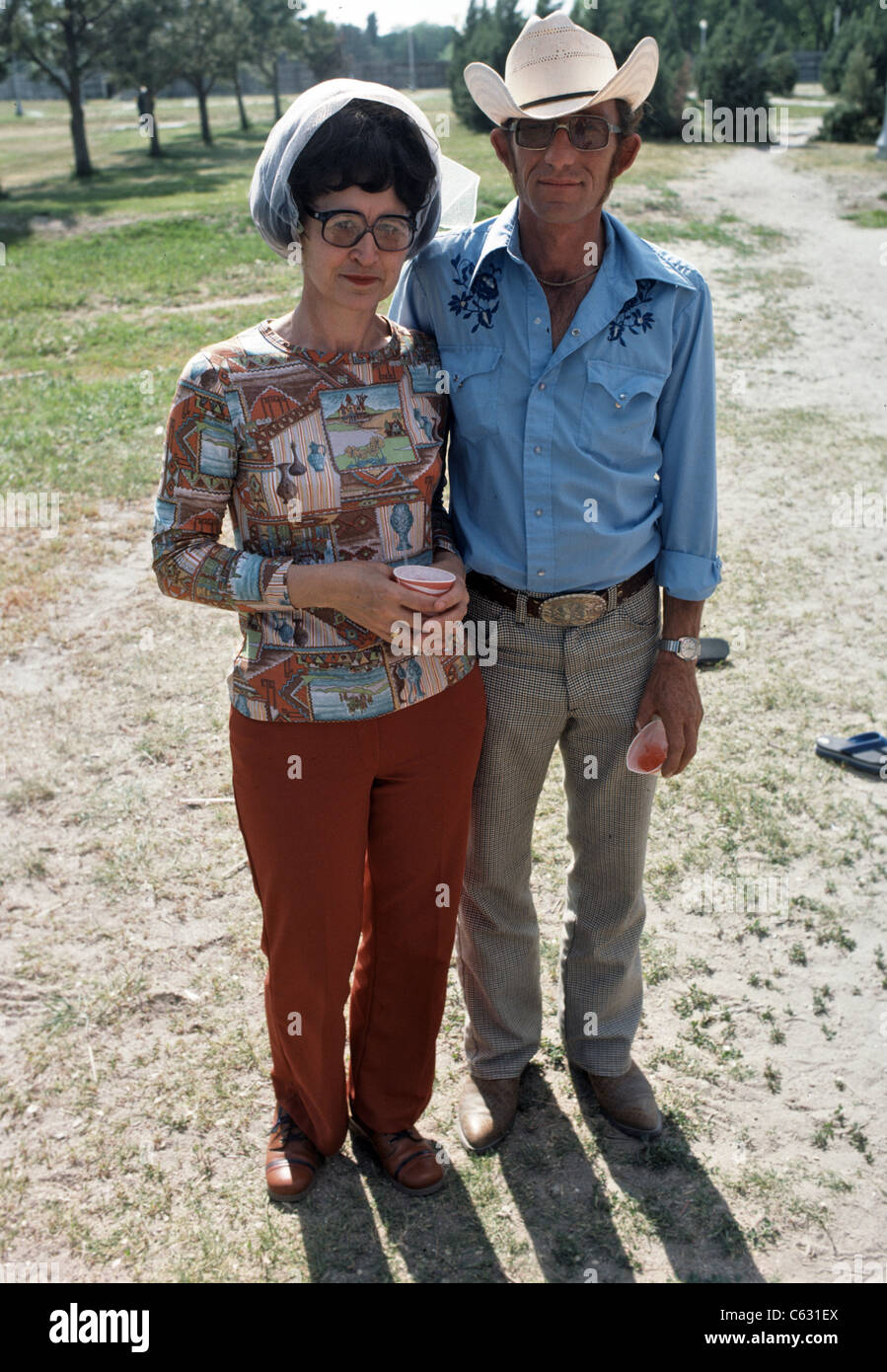 portrait of a couple in Stapleton Nebraska in the 1970's going to the