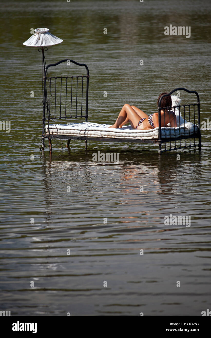 The Land Art work called "Water beds", by Joël Thepault (Auvergne