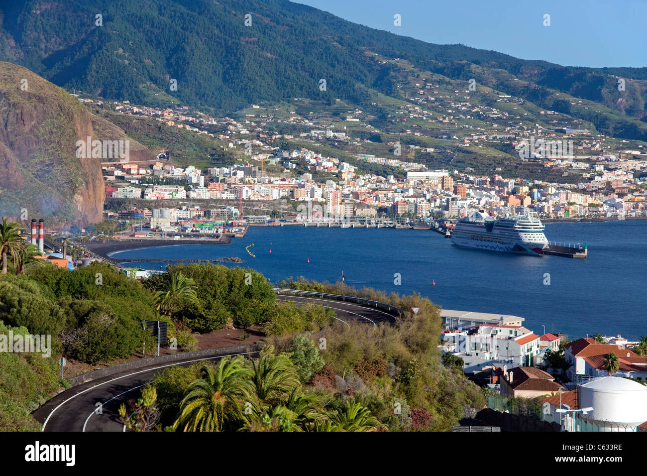 The cruise ship AIDA at the harbour of Santa Cruz, La Palma, Canary islands, Spain, Europe Stock Photo