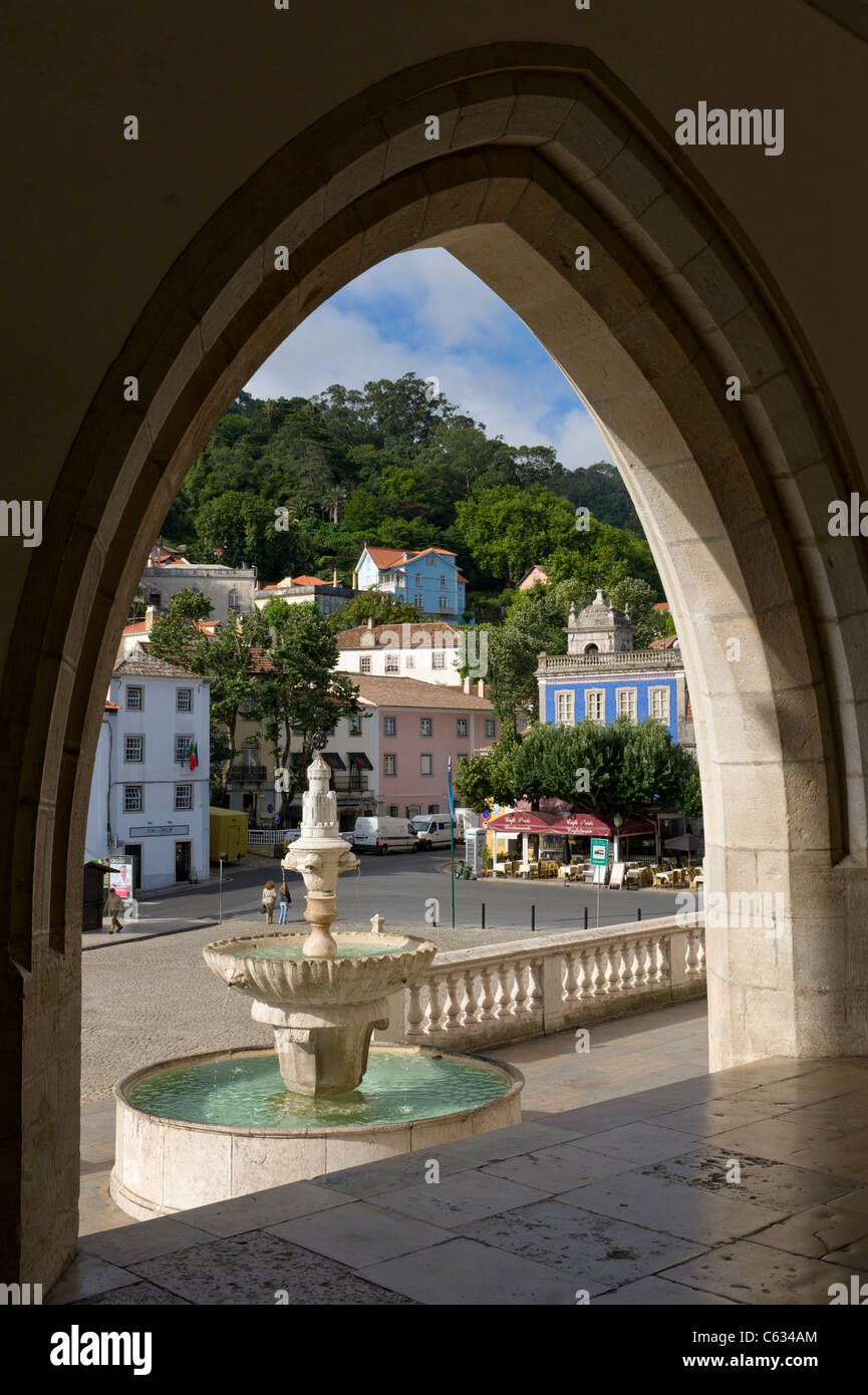 Portugal, Sintra, the Praca da Republica square from the Royal Palace (Palacio Nacional de Sintra) Stock Photo