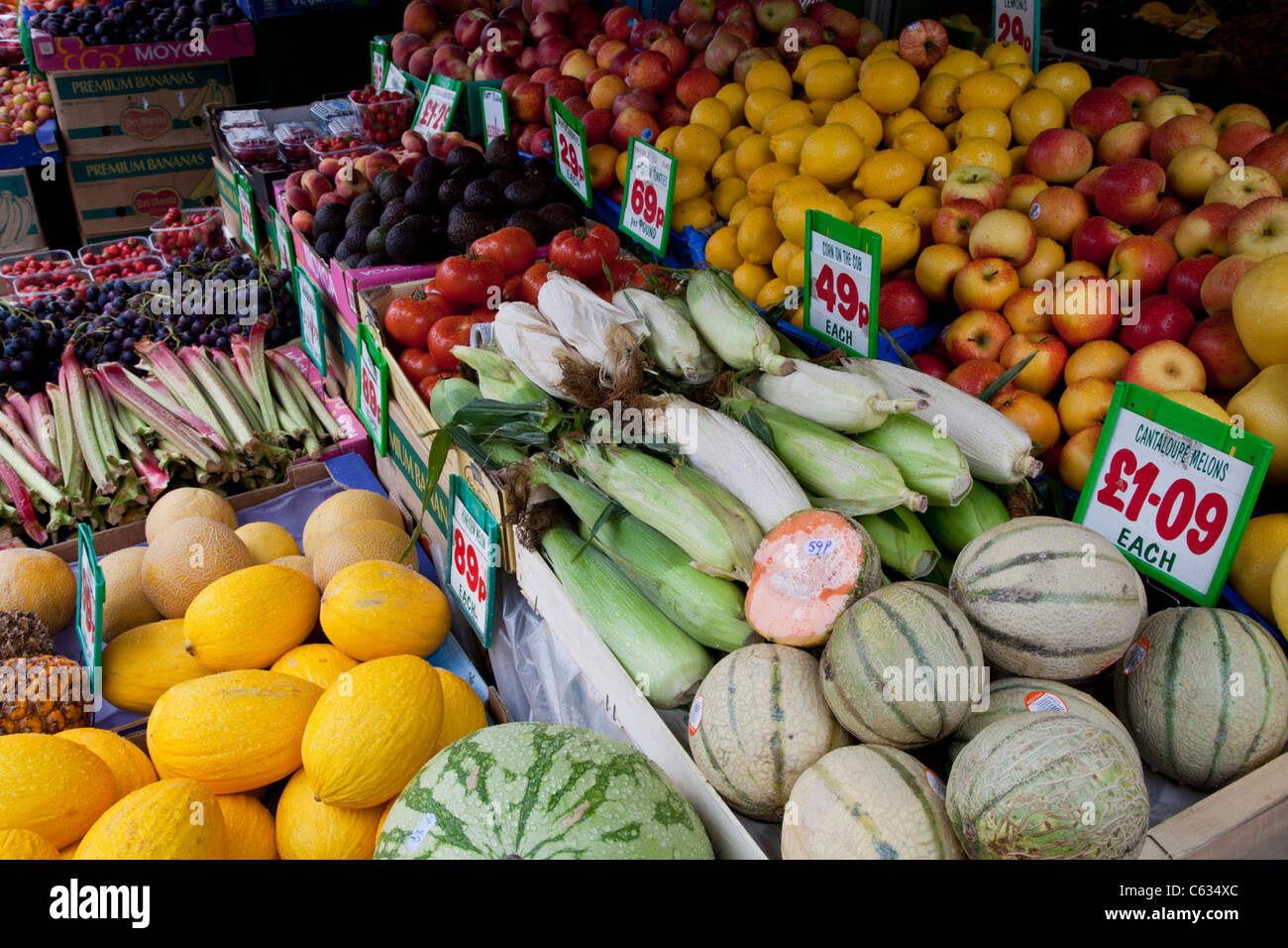 Fruit and vegetable display Stock Photo Alamy