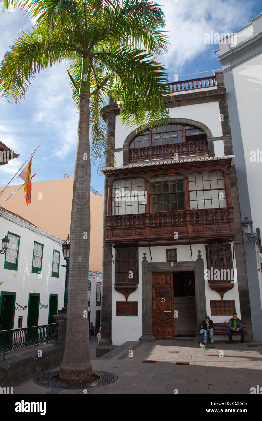 Colonial house at Plaza Alameda, Santa Cruz, La Palma, Canary islands, Spain, Europe Stock Photo