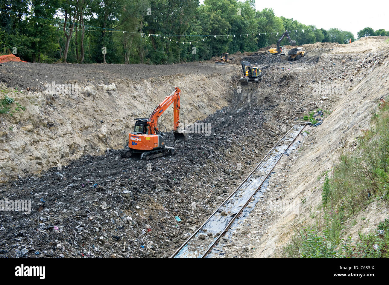 Bluebell Railway East Grinstead extension project showing the blockage at Imberthorne Stock Photo