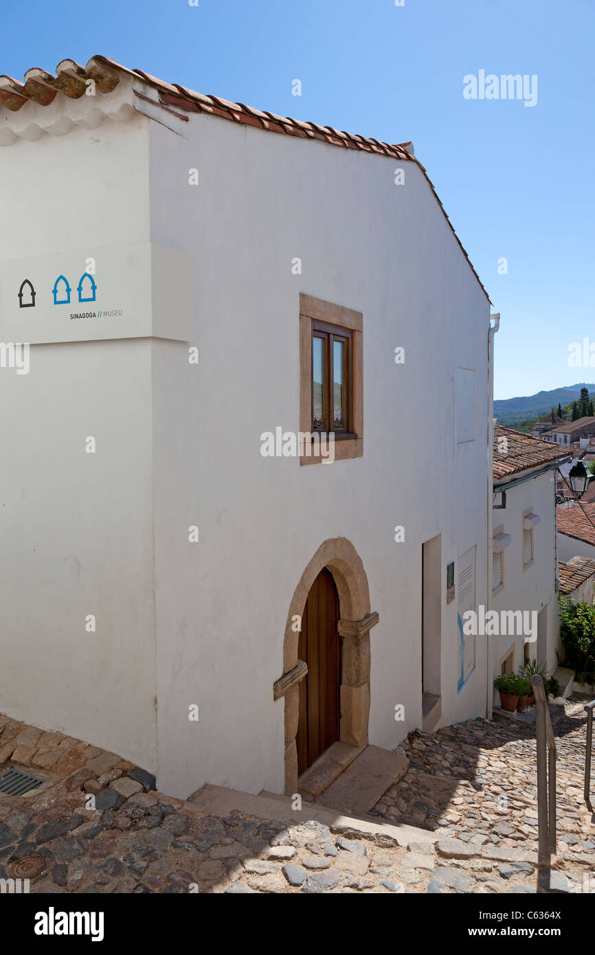 Medieval Sephardic Synagogue (13th / 14th century) in Castelo de Vide, Portalegre District, Alto Alentejo, Portugal. Stock Photo