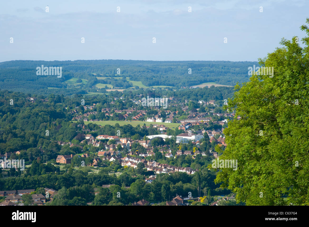 The National Trust Box HIll in Dorking, Surrey. Surrey Hills. Cycling event of 2012 London Olympics, Early summer morning Stock Photo