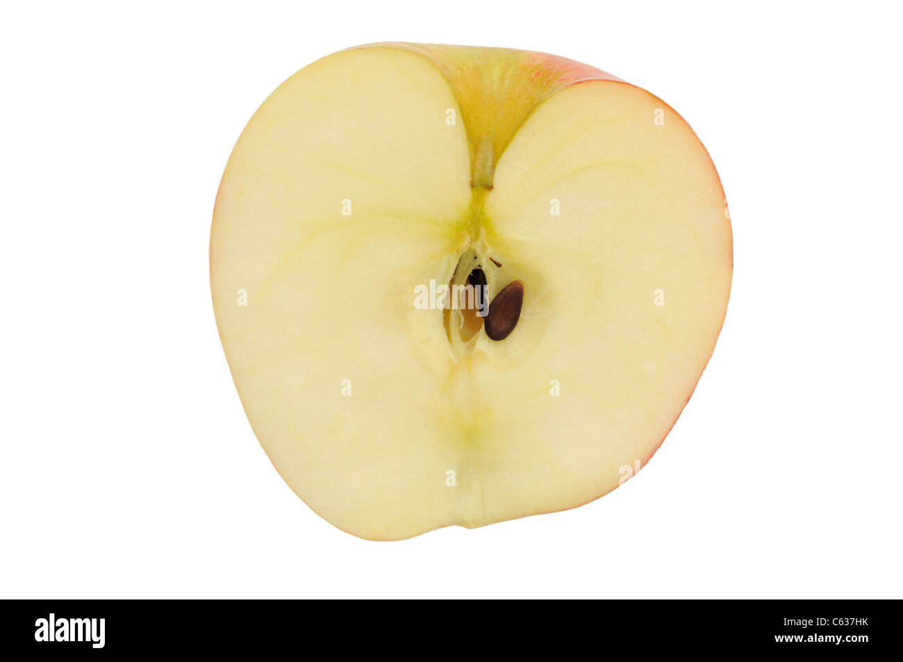 Half Apple with Pips on White Background Stock Photo