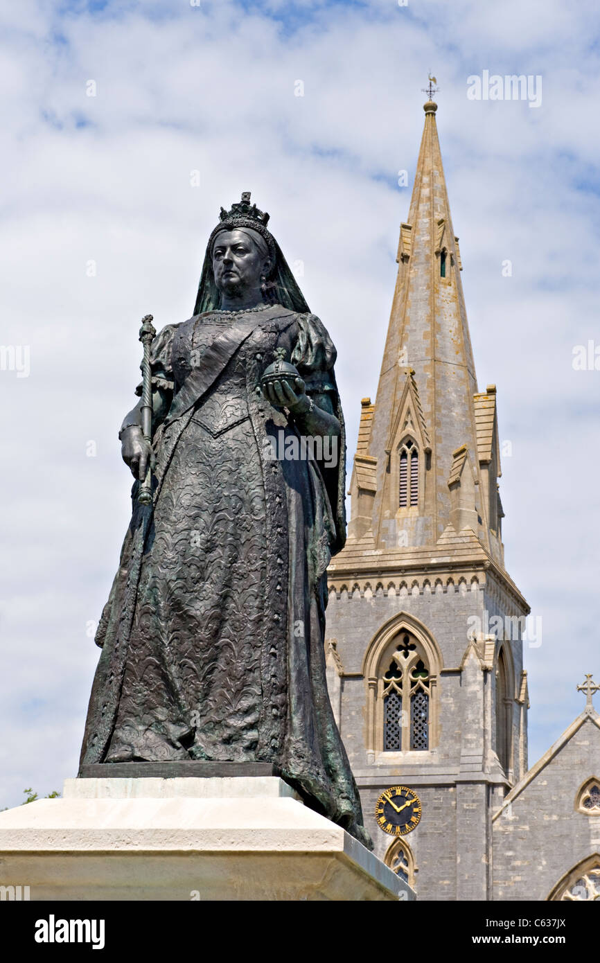 Queen Victoria Statue, Greenhill, Weymouth, Dorset, England, UK with St