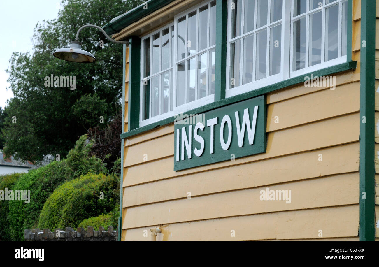 Old Railway Signal Box on the Disused Railway Tarka Trail at Instow, North Devon, UK Stock Photo