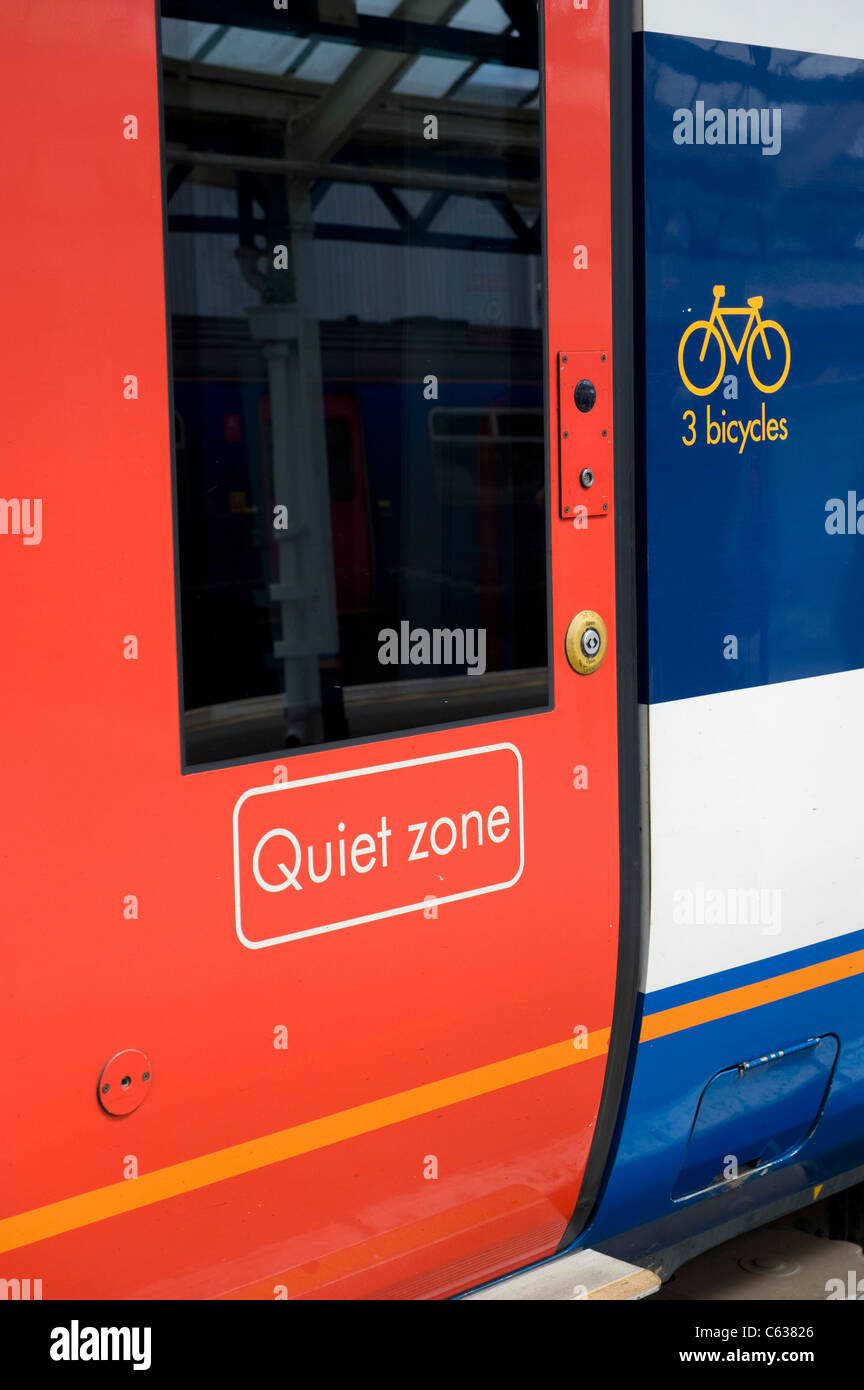 Side View of a SouthWest Trains Railway Carriage showing the quiet zone