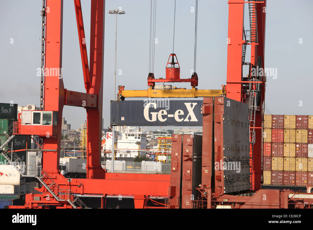 Container operations at the port of Dublin In Ireland Stock Photo - Alamy