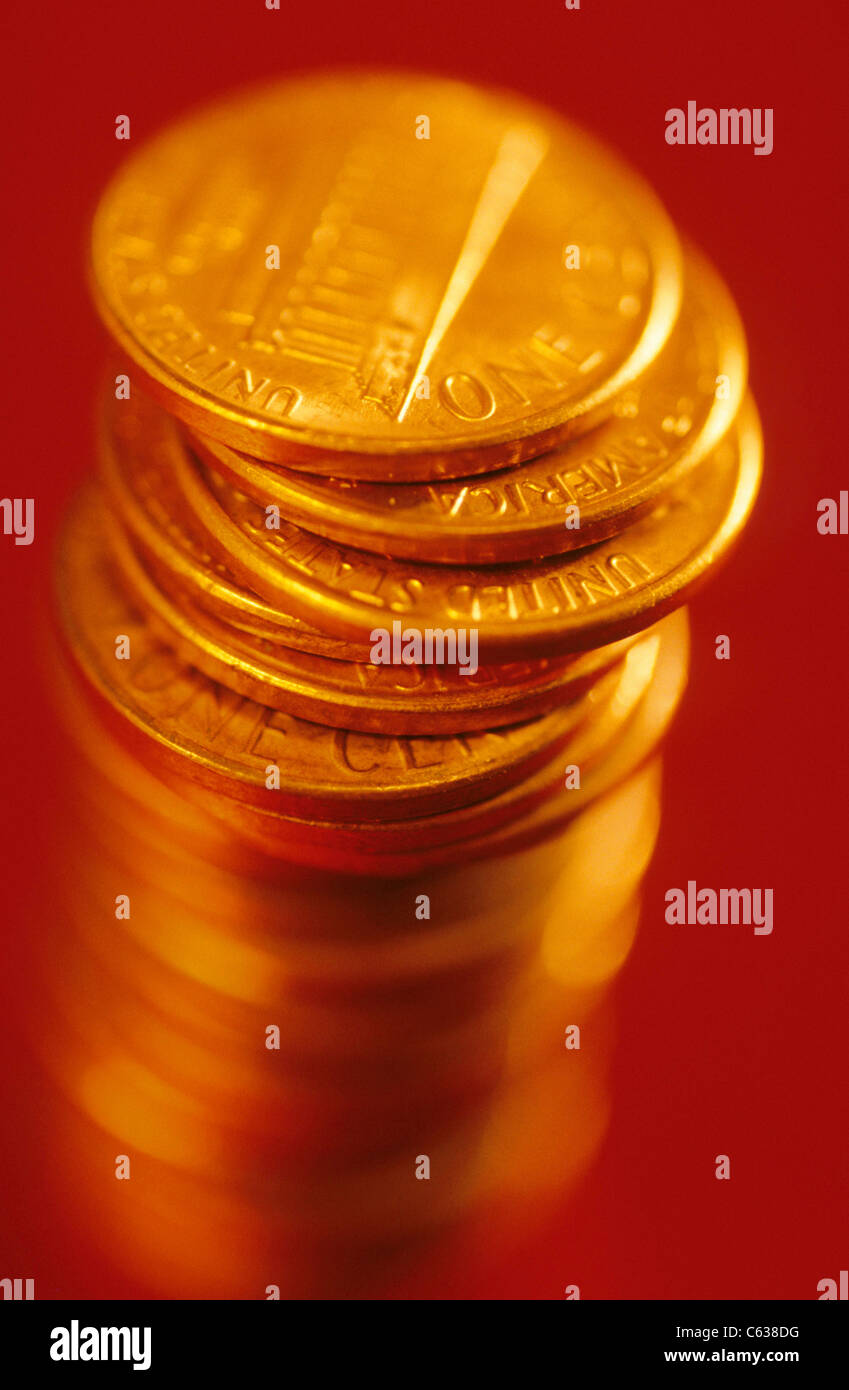 money stack 1 cents Stock Photo - Alamy