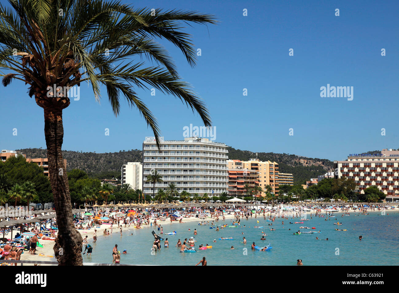 Beach Magalluf, Palma Nova , Majorca, Spain Stock Photo