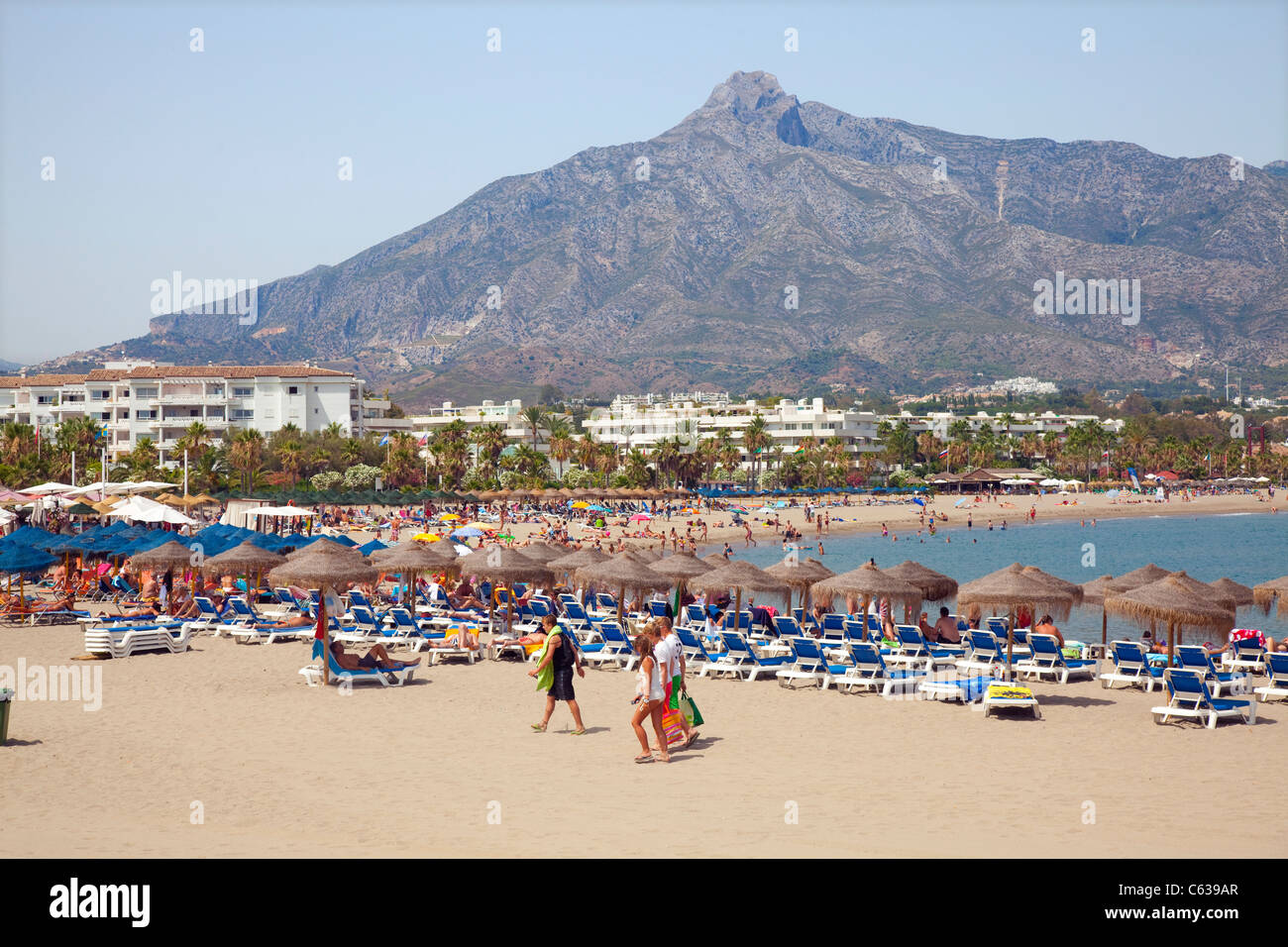 Puerto Banus Buddha Beach at Marbella in Spain Stock Photo