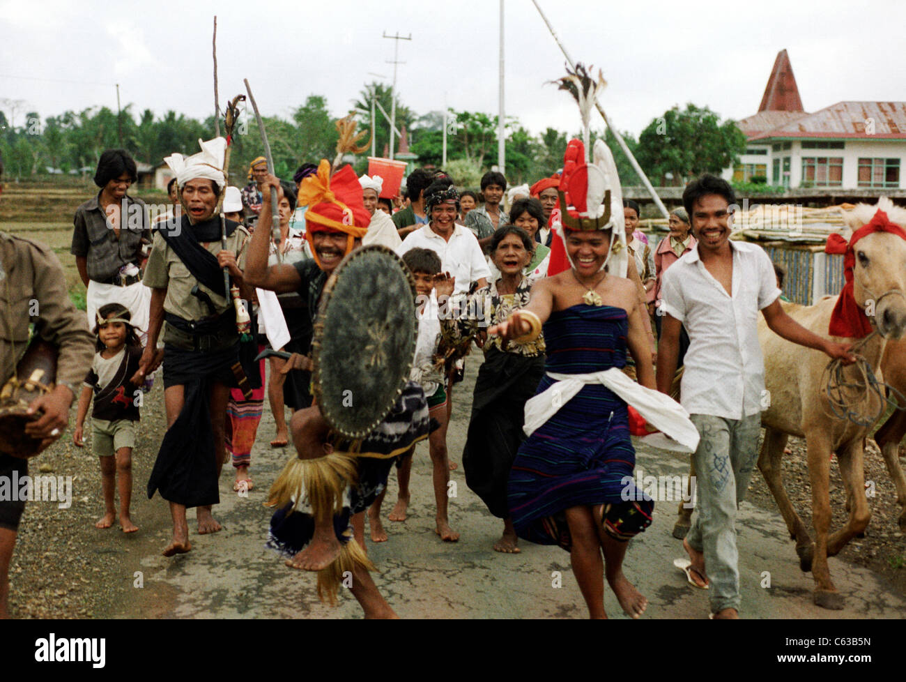 Harvest festival celebrations on the remote island of Sumba, eastern Indonesia. Stock Photo