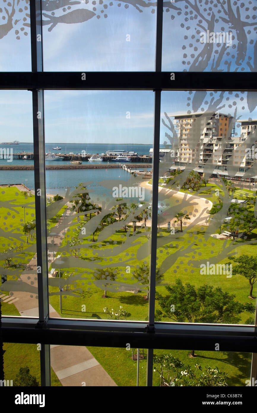 Recreation Lagoon, seen from glass elevator, Darwin Waterfront Precinct, Darwin, Northern Territory, Australia Stock Photo