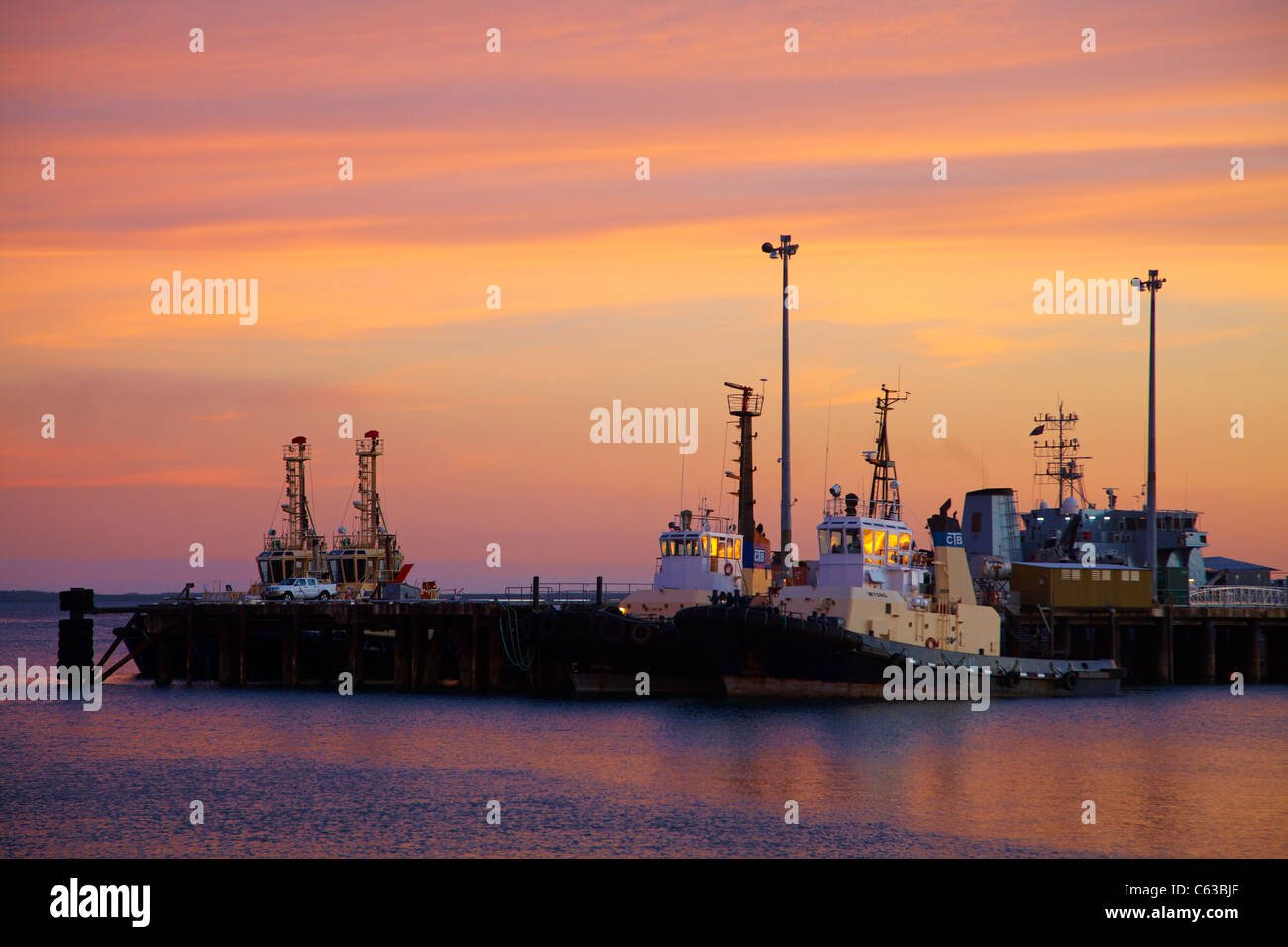 Tug boats at sunset, Fort Hill Wharf, Darwin Waterfront Precinct, Darwin, Northern Territory