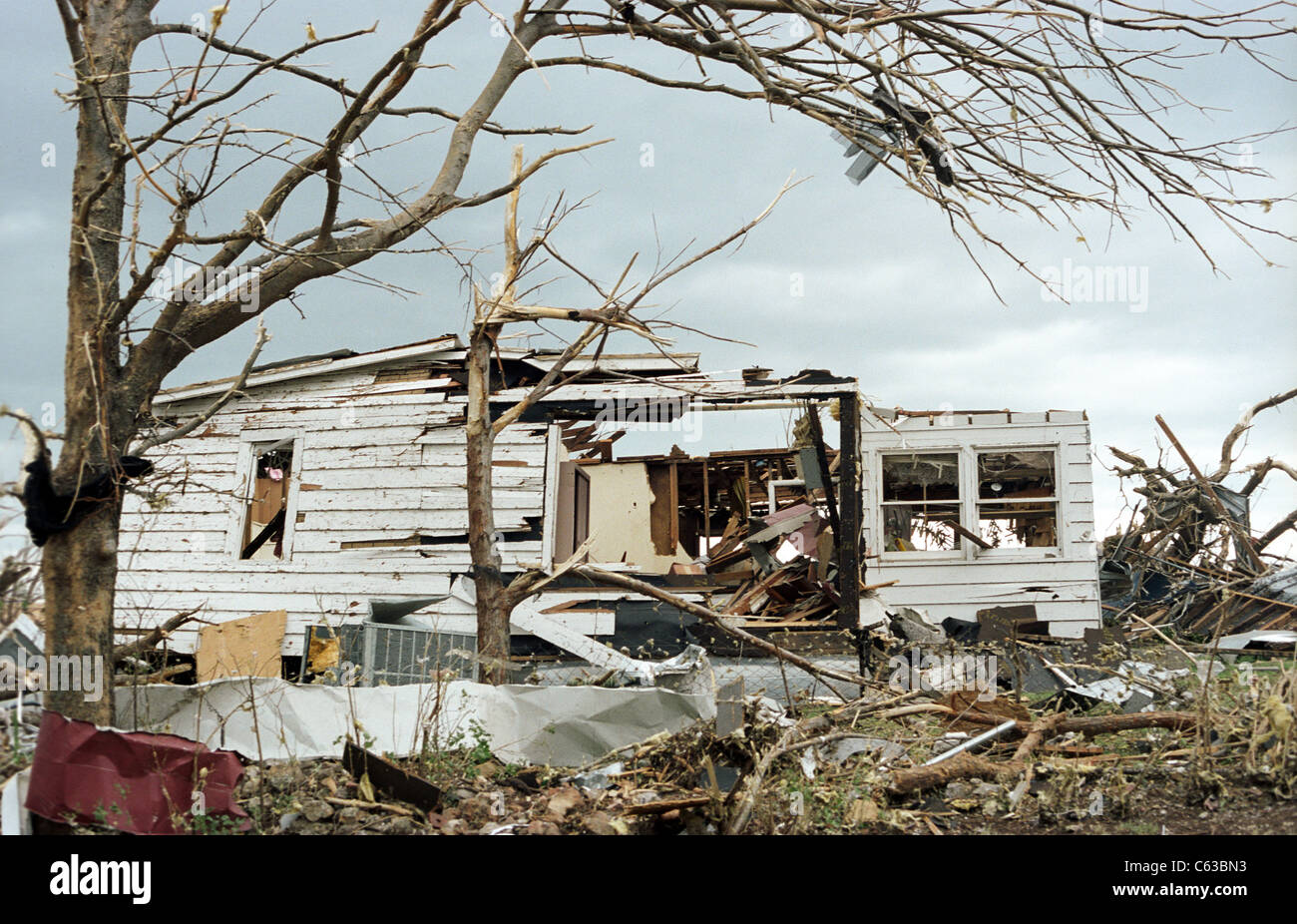 A home destroyed by an EF5 tornado in Joplin, Missouri, May 25, 2011