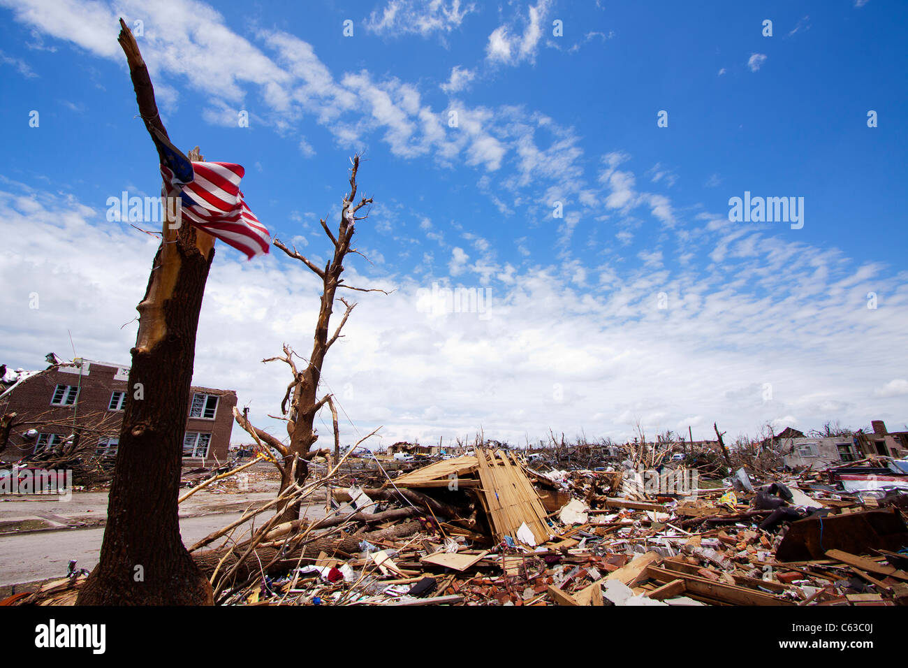 Devastation in Joplin, Missouri, May 25, 2011. On May 22, 2011, Joplin Missouri was devastated by an EF-5 tornado. Stock Photo