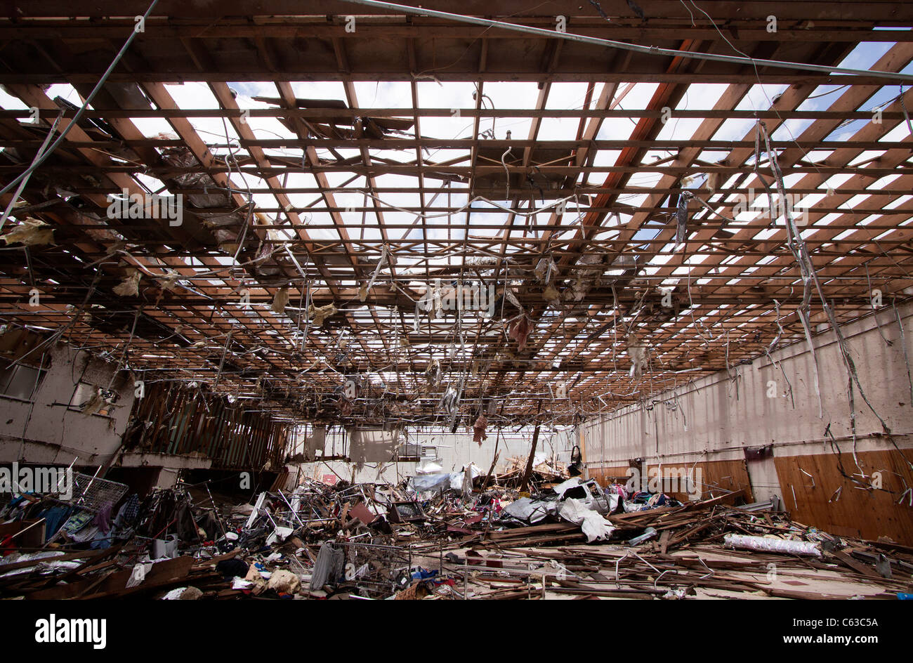 The destroyed interior of a retail building in Joplin, Missouri, May 25, 2011 Stock Photo Alamy