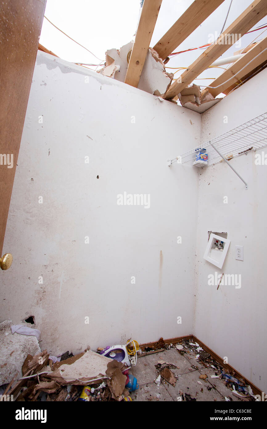 A small interior room is the only part of a house left standing in Joplin, Missouri, May 25, 2011. Stock Photo