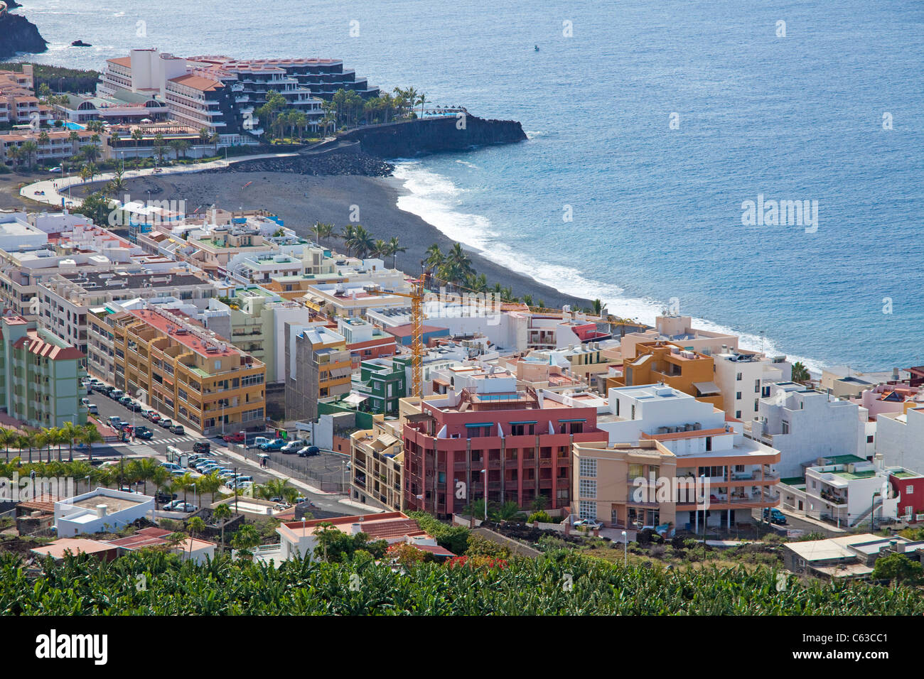 View on Puerto Naos, town and beach, La Palma, Canary islands, Spain, Europe Stock Photo