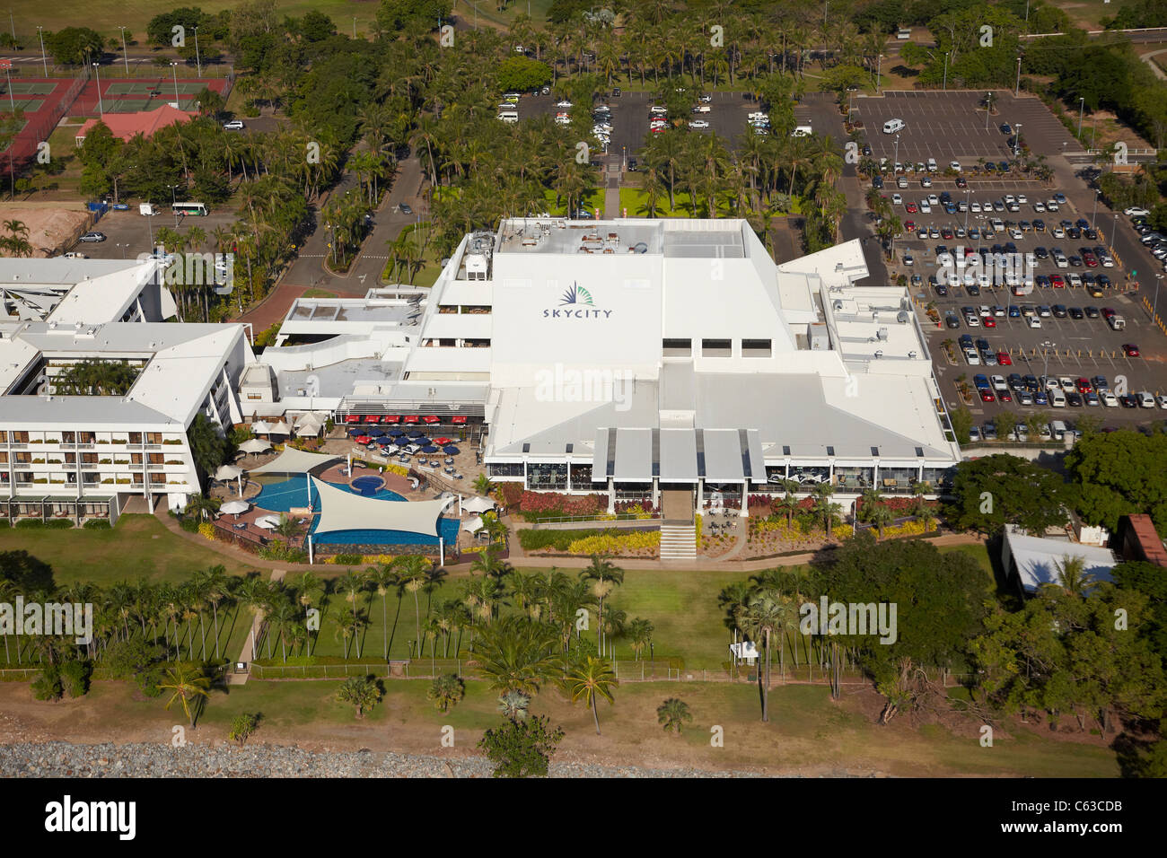 Skycity Casino, Mindil Beach, Darwin, Northern Territory, Australia - aerial Stock Photo