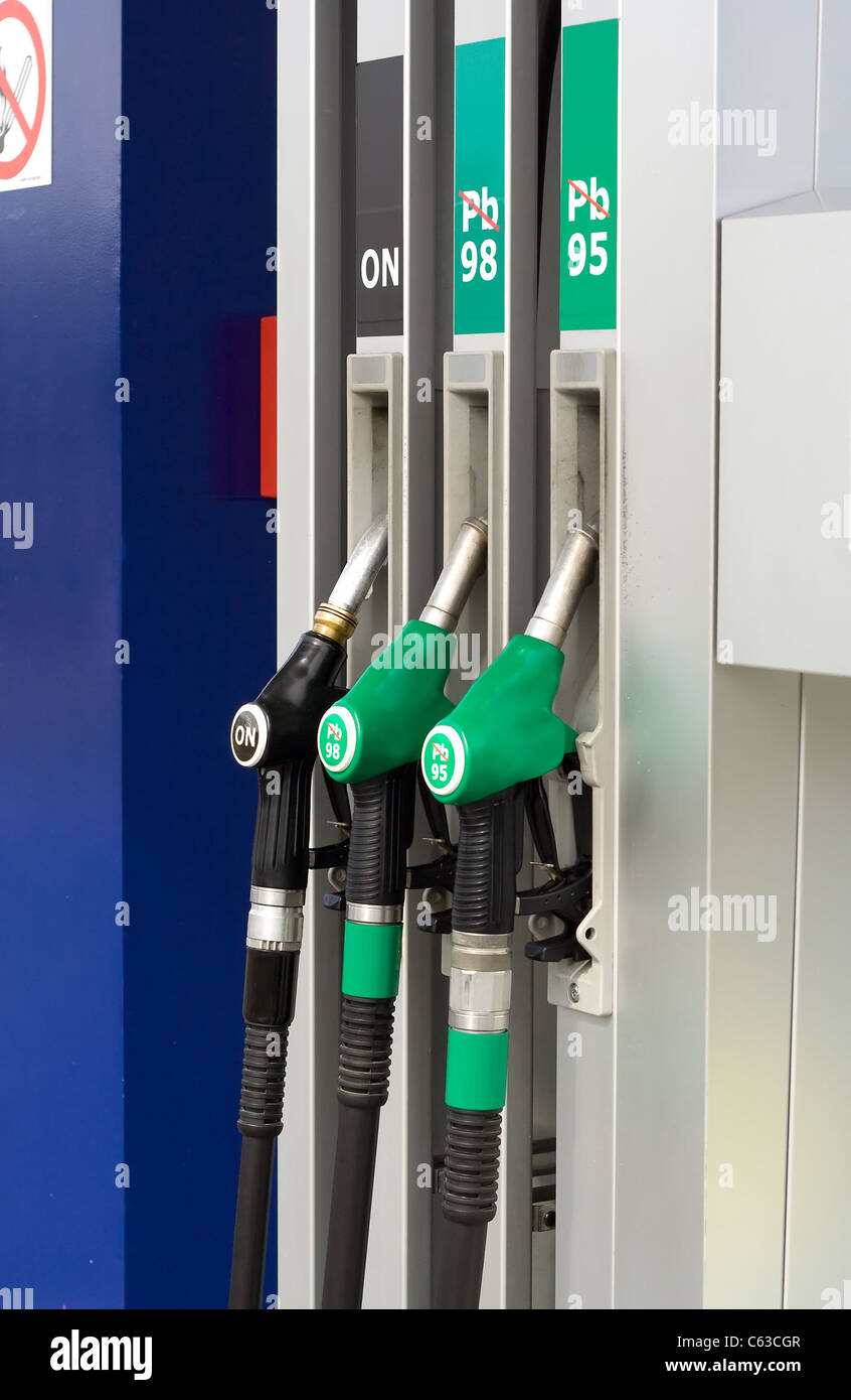 Gas station nozzles Stock Photo Alamy