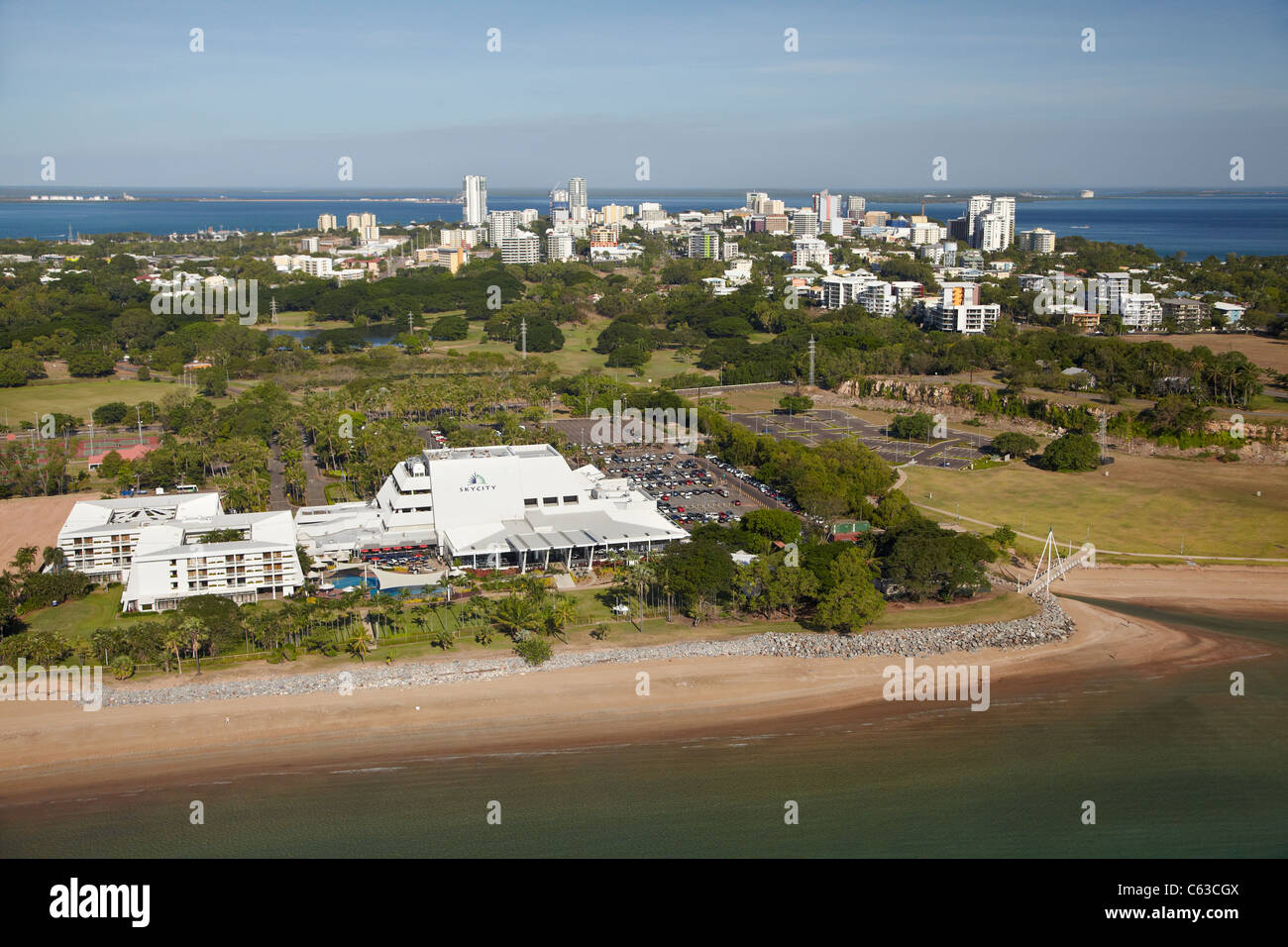Skycity Casino, Mindil Beach, Darwin, Northern Territory, Australia - aerial Stock Photo