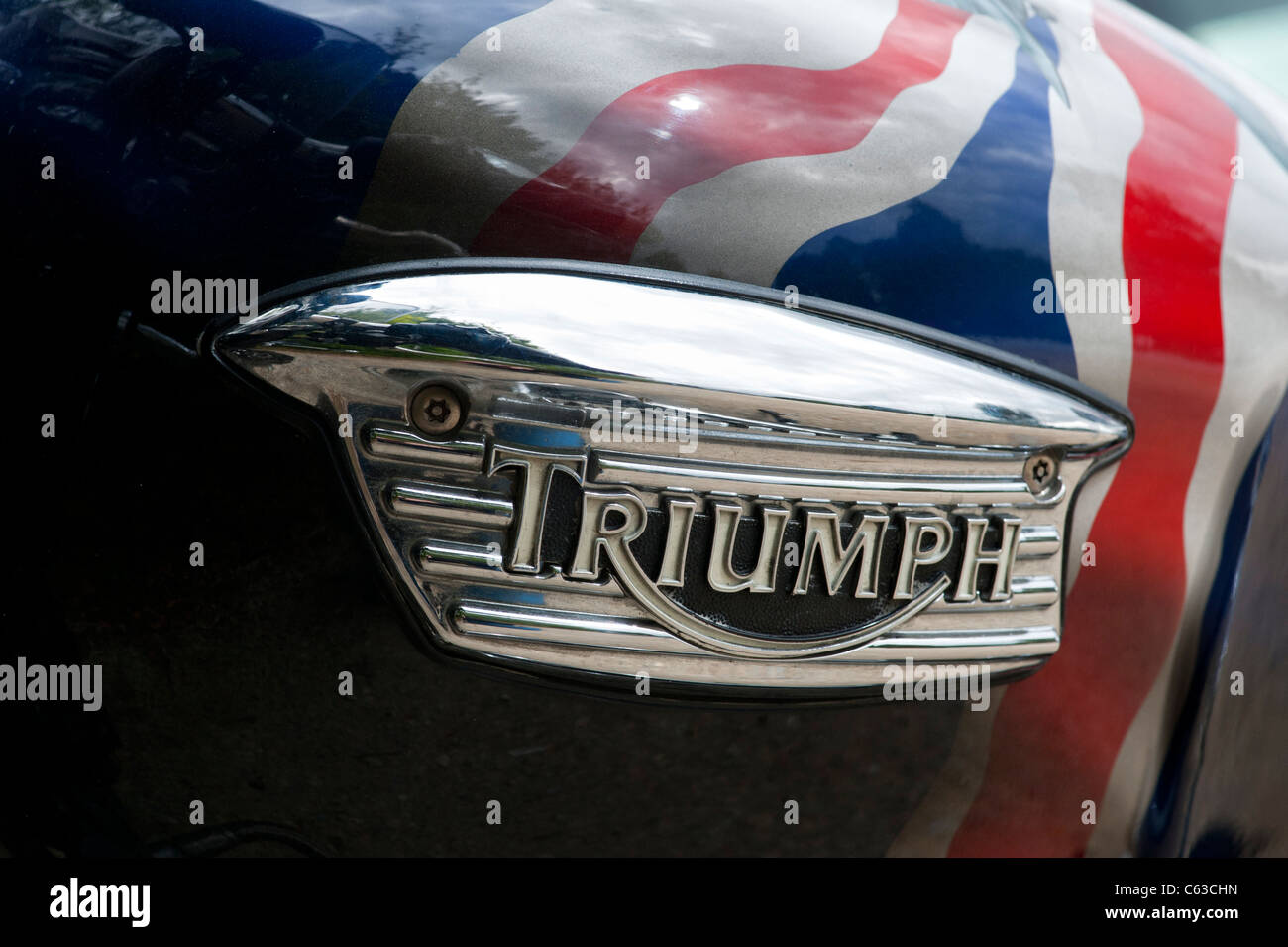 Triumph bonneville badge with airbrushed union jack on the tank